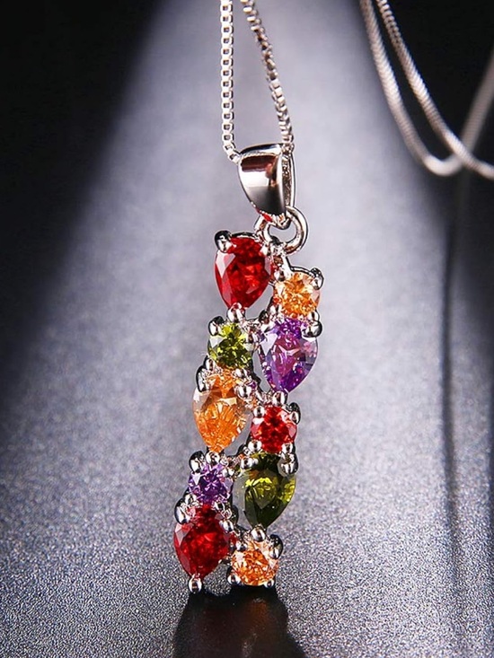 Hand Crafted Jewelry - 🆕New Multi-Color Gemstone Necklace-Sterling Silver Plated